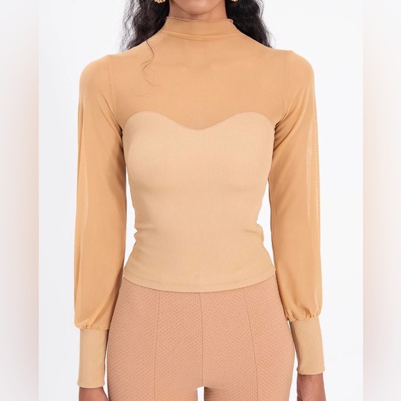 Intimately Free People Mesh Top Tan - Picture 1 of 5